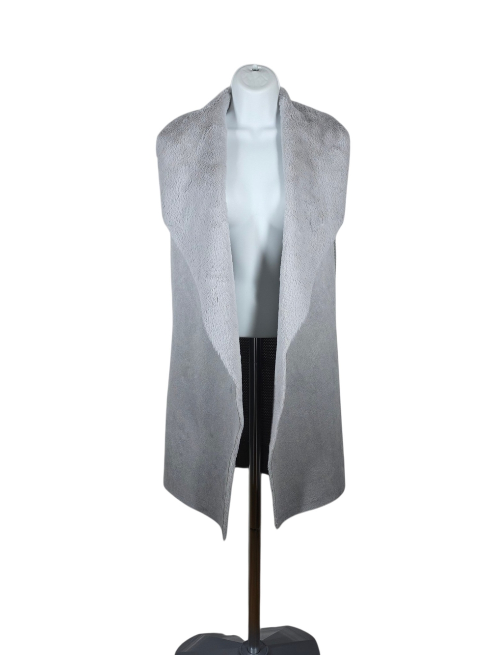 TWELFTH LOVE MIXED MATERIAL OPEN FRONT SWEATER VEST